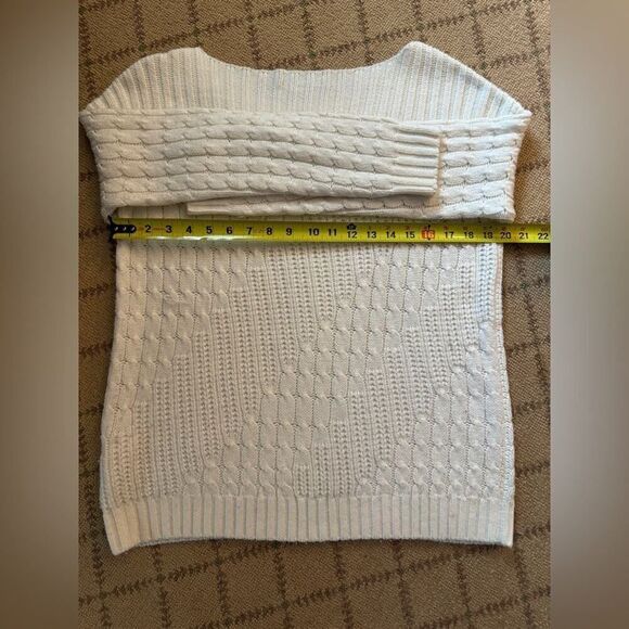 Jones NY Sport Winter White cable knit scoop neck sweater M - Picture 6 of 10